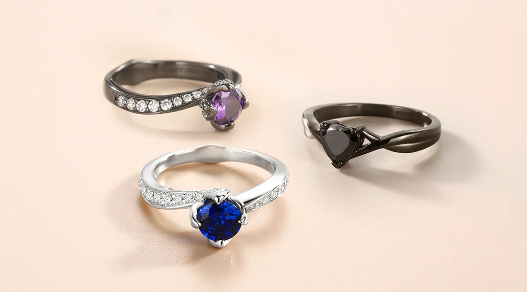 Blue,Purple,Black Stone Engagement Rings