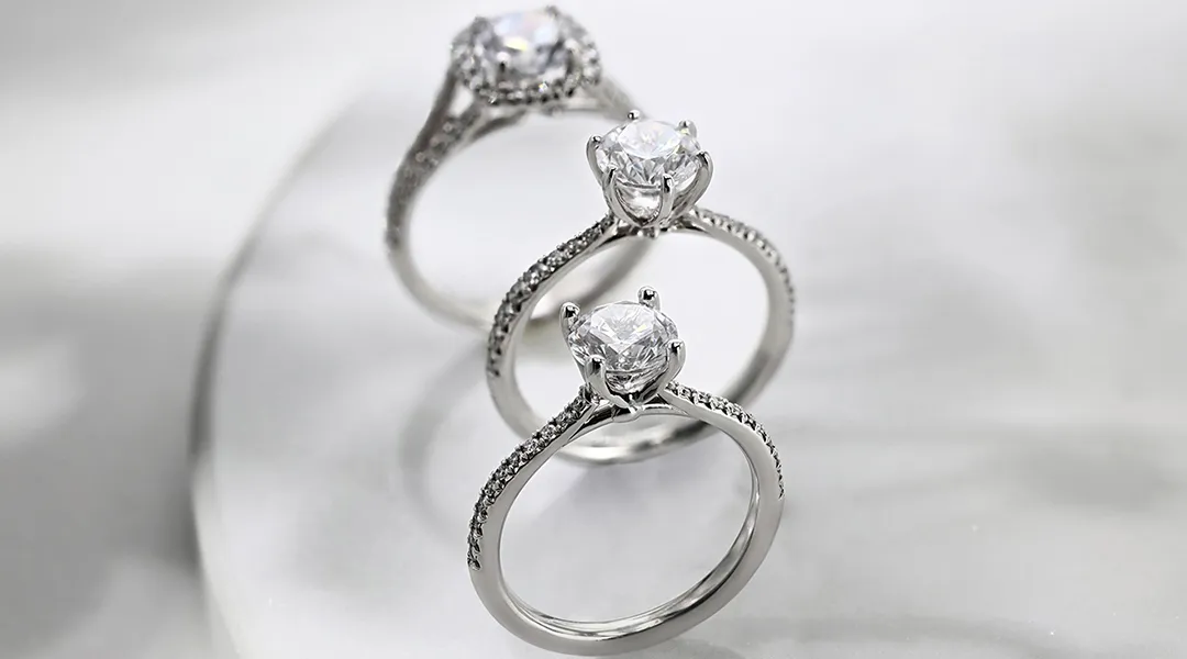 Silver Moissanite Engagement Rings