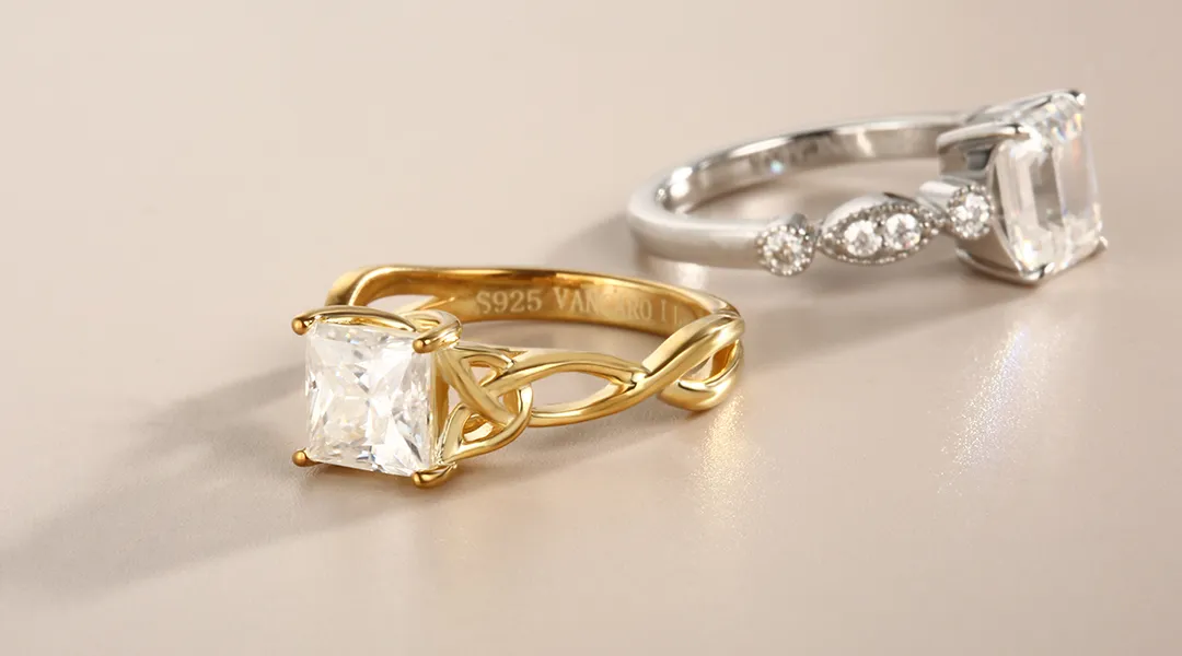 Princess Cut Gold and White Gold Engagement Ring