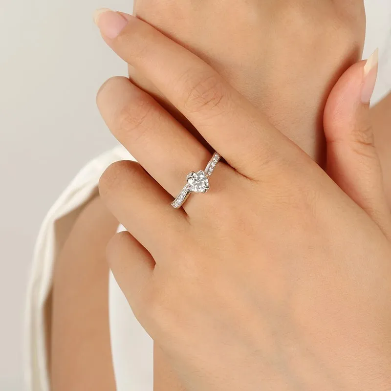 White Cubic Zirconia Engagement Ring