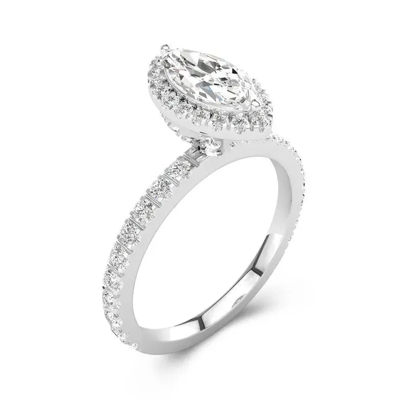 Delicate Marquise 0.80ct Moissanite Engagement Ring