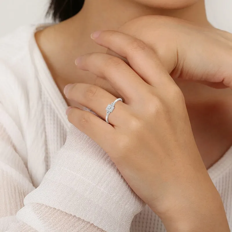 Dainty Beaded Moissanite Wedding Ring