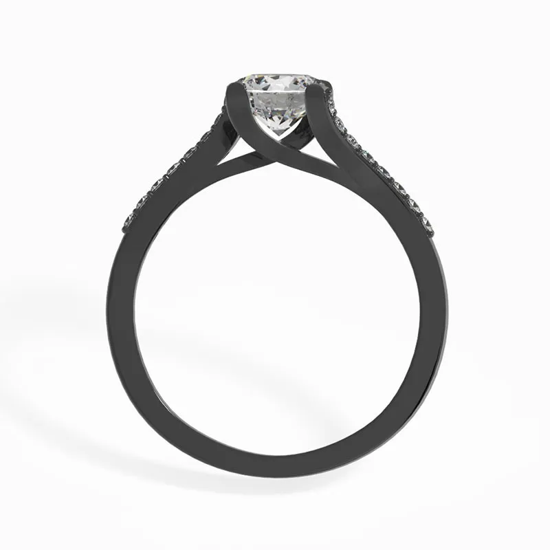 925 Sterling Silver Pavé Bypass Shank Engagement Ring