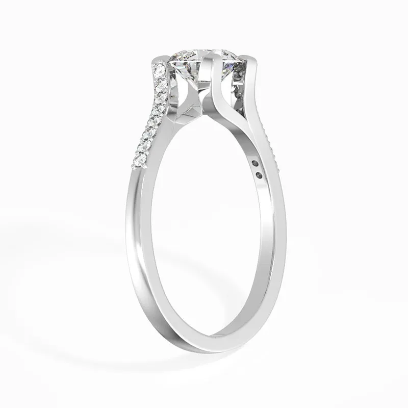 14K White Gold Moissanite Engagement Ring