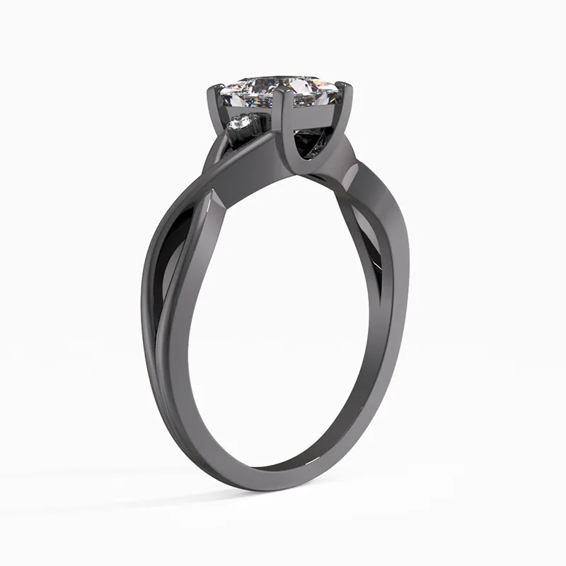 925 Sterling Silver Prong Twist Engagement Ring