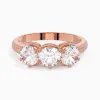 14K Rose Gold Three Stone Prong Traditional Shank Engagement Ring