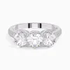 925 Sterling Silver Three Stone Prong Traditional Shank Engagement Ring