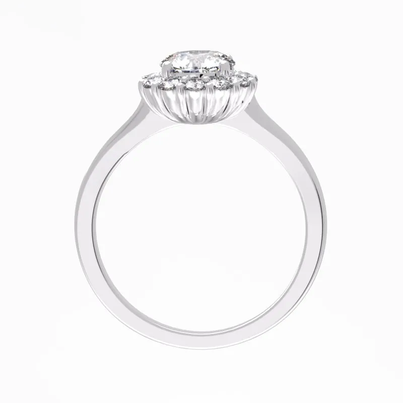 Halo Grappe Bague de fiançailles 1.00ct Moissanite