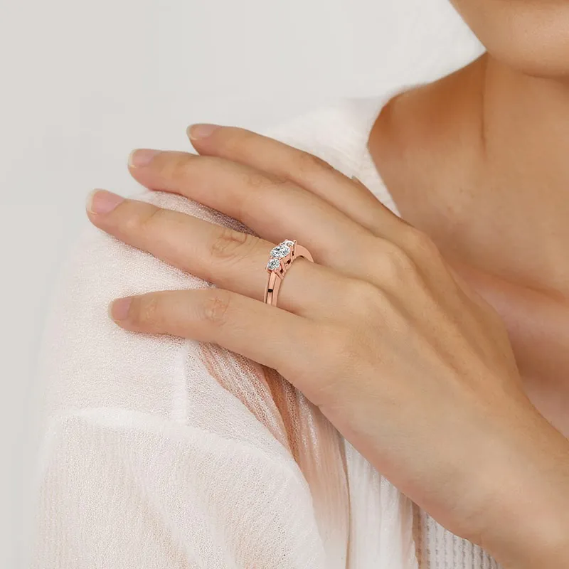 14K Rose Gold Moissanite Promise Ring