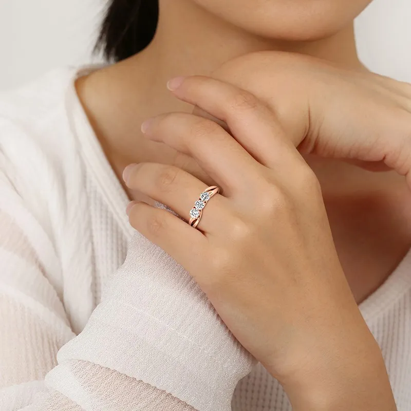 14K Rose Gold Moissanite Promise Ring