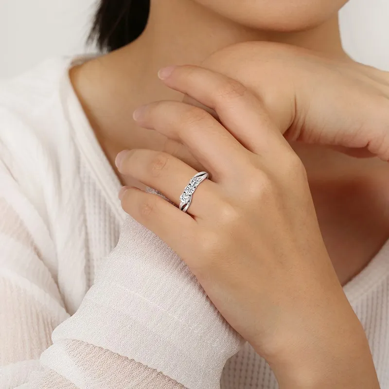 Platinum Moissanite Promise Ring