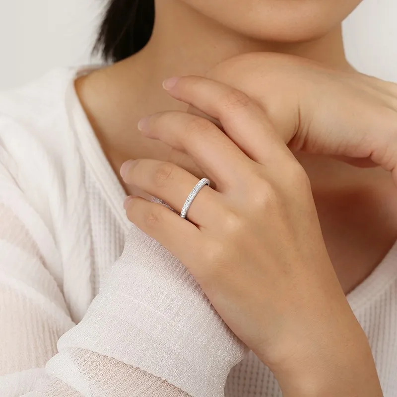 Minimalist Stackable Moissanite Wedding Ring