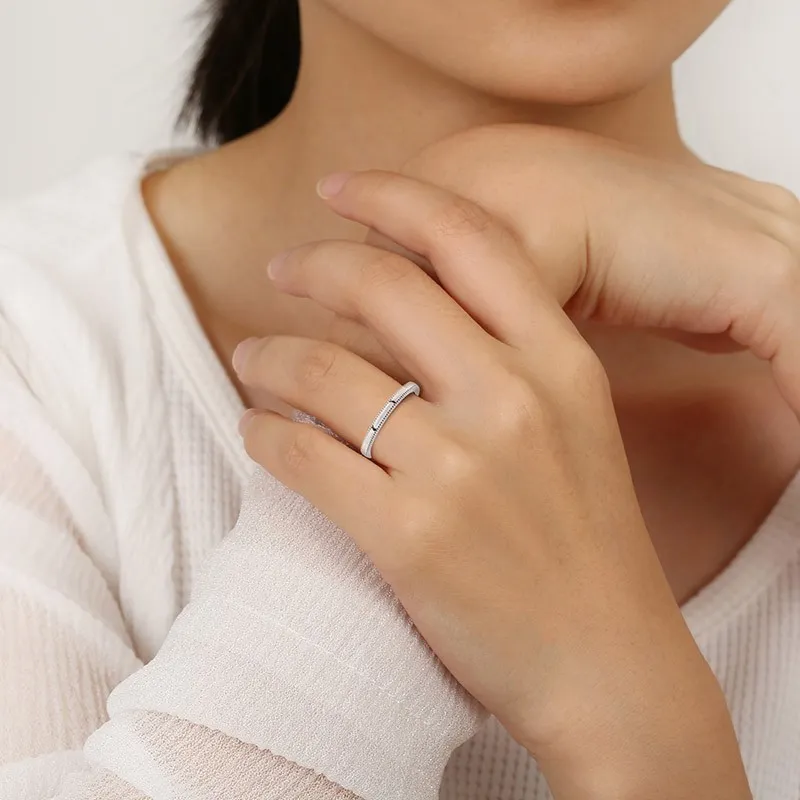 Minimalist Stackable Milgrain Wedding Ring
