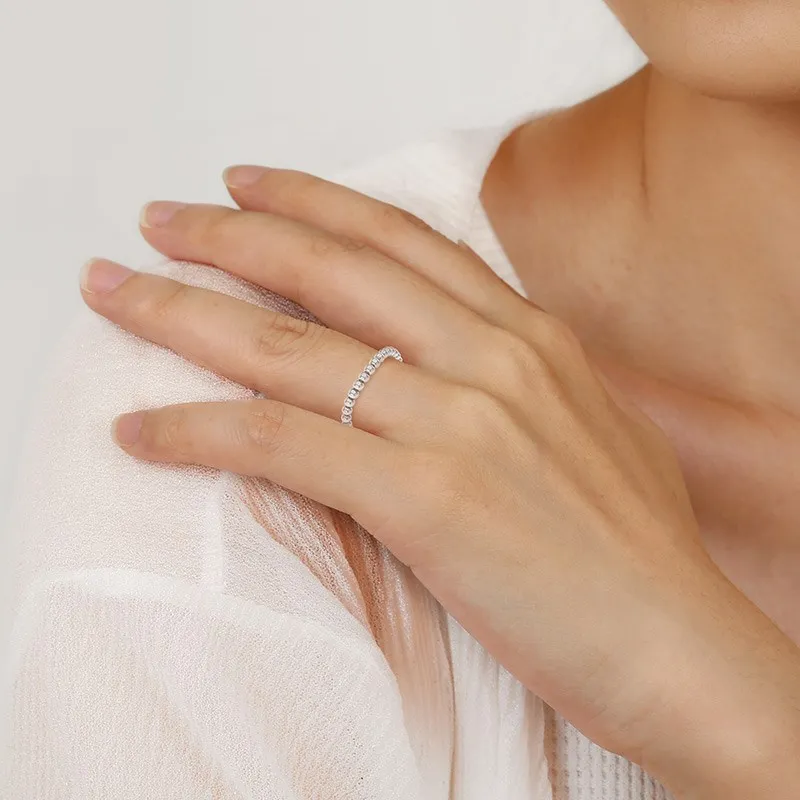 Minimalist Stackable Beaded Wedding Ring
