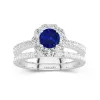 Blue Cubic Zirconia Wedding Ring Set