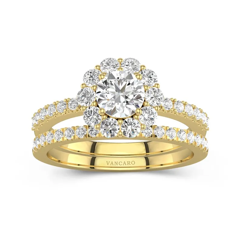White Wedding Ring Set in 18K Gold for Women