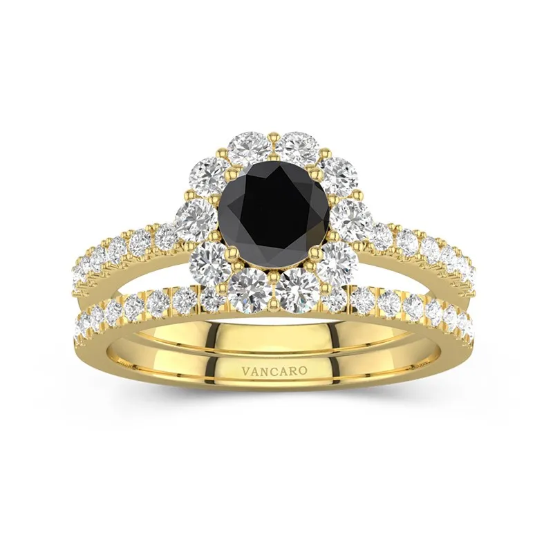 Black Cubic Zirconia Wedding Ring Set