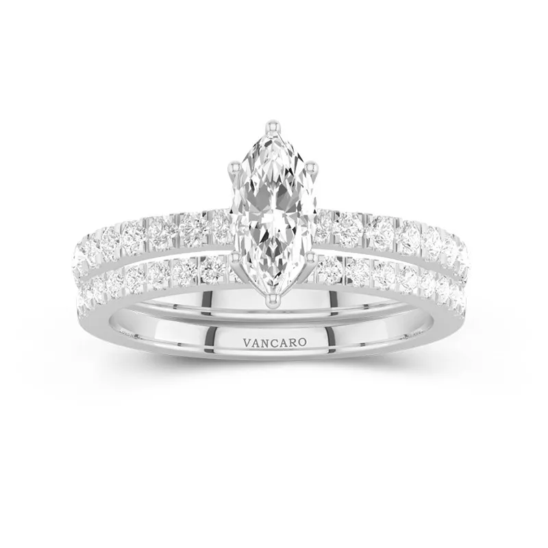 Prong Wedding Ring Set 0.80ct Moissanite