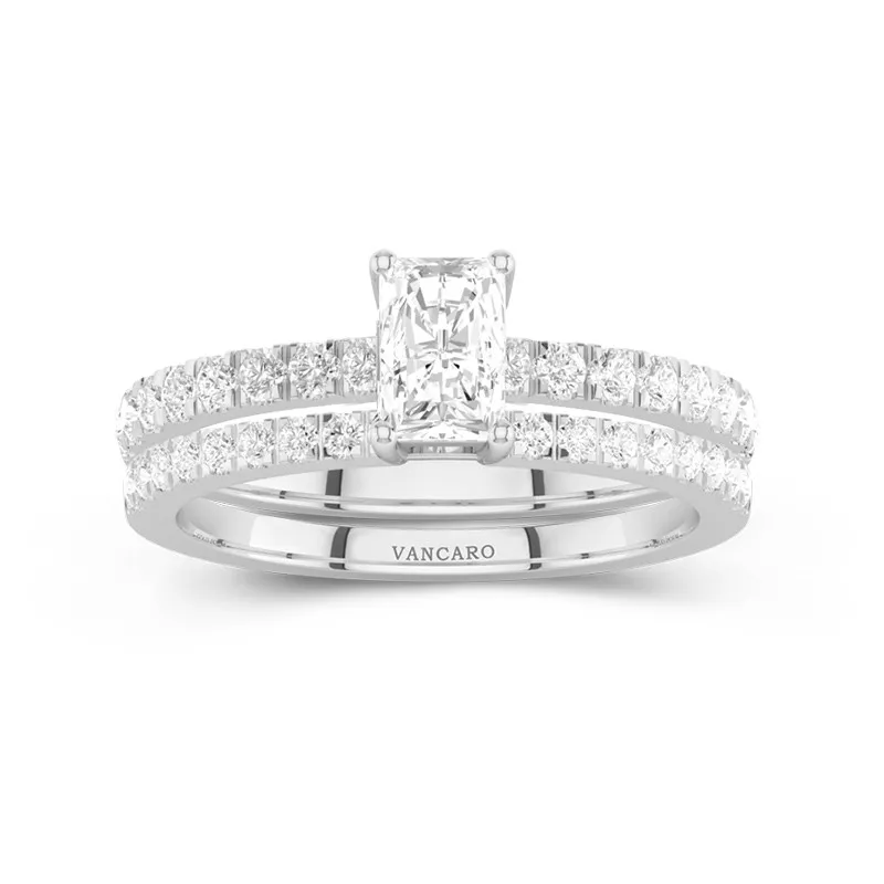 Prong Wedding Ring Set 0.80ct Moissanite