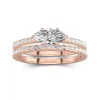 14K Rose Gold East West Straight Shank Bridal Set