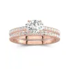 14K Rose Gold East West Straight Shank Bridal Set