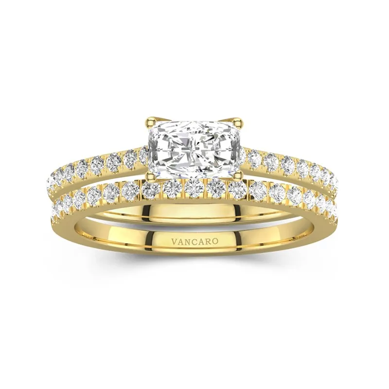 14K Gold East West Straight Shank Bridal Set