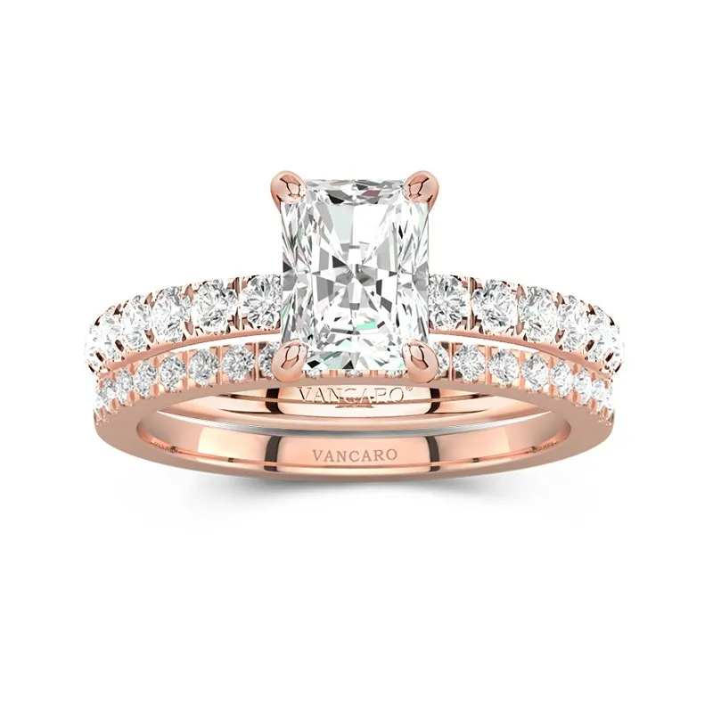 18K Rose Gold Moissanite Wedding Ring Set