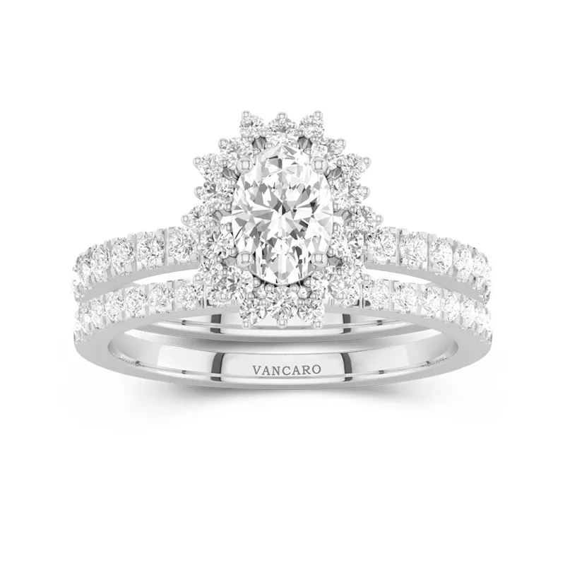 Or blanc 18 carats Moissanite Ensemble nuptial