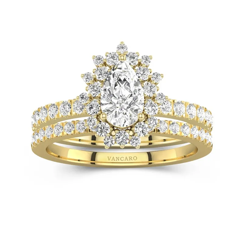 Or 18 carats Moissanite Ensemble nuptial