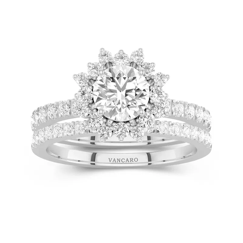 Or blanc 18 carats Moissanite Ensemble nuptial