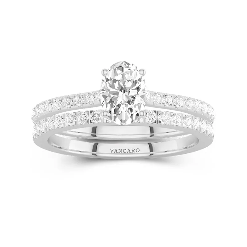 White Moissanite Wedding Ring Set