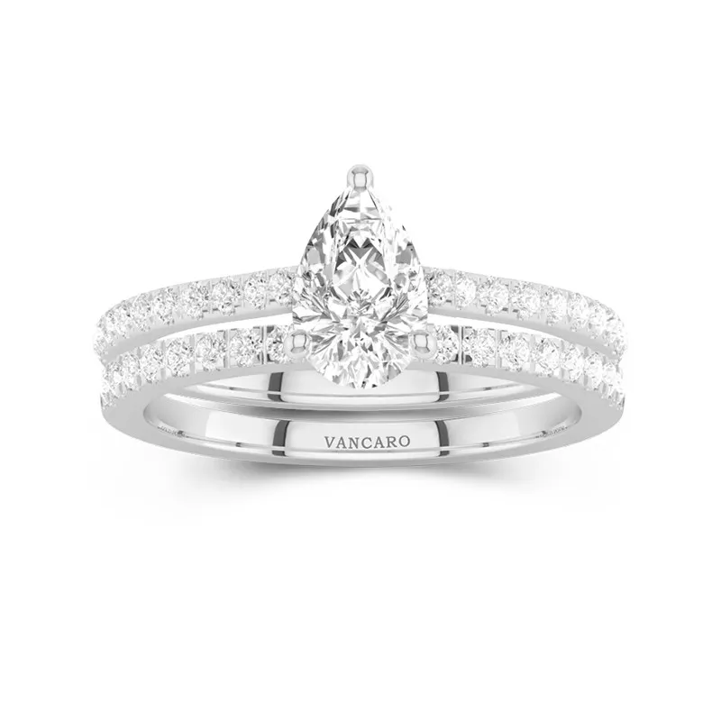 White Moissanite Wedding Ring Set