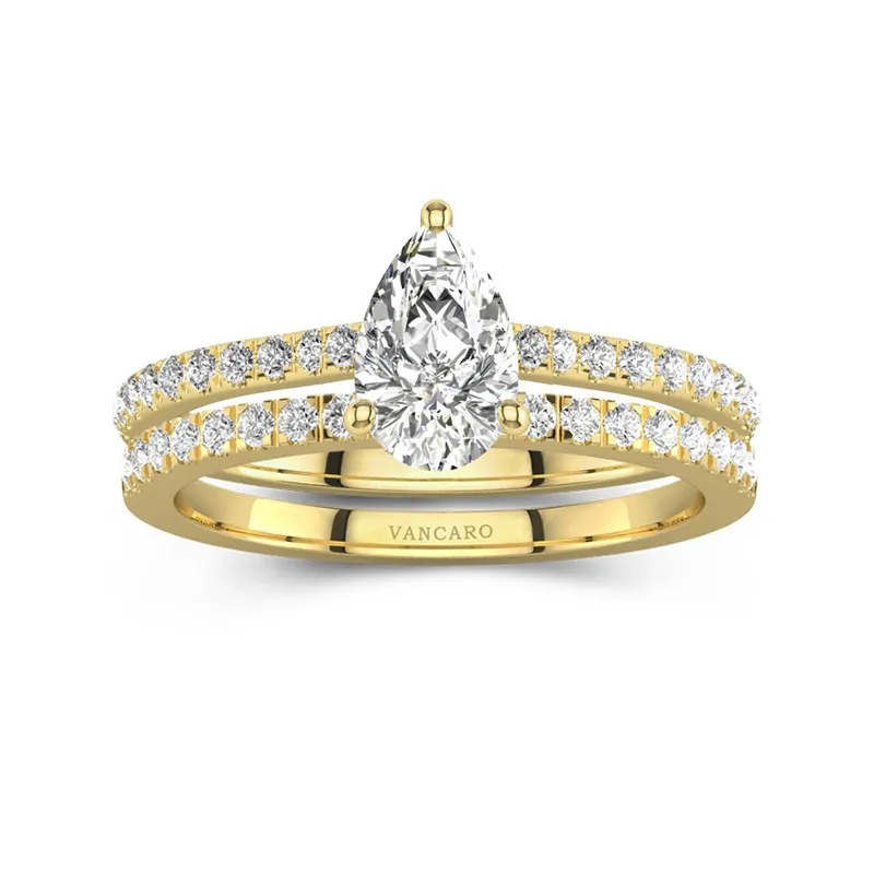 White Moissanite Wedding Ring Set