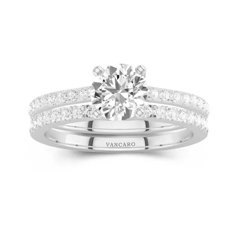 White Moissanite Wedding Ring Set