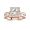 1.00ct Moissanite Ensemble nuptial Or rose 18 carats