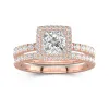 1.00ct Moissanite Ensemble nuptial Or rose 18 carats