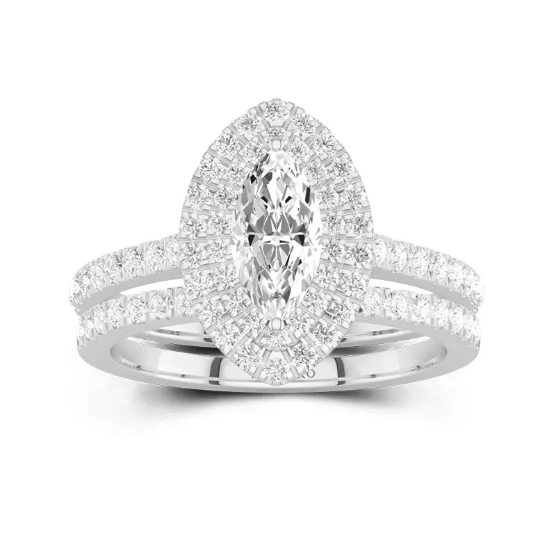 1.00ct Moissanite Bridal Set 18K White Gold