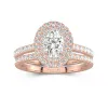 1.00ct Moissanite Ensemble nuptial Or rose 14 carats