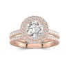 1.00ct Moissanite Ensemble nuptial Or rose 14 carats