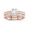 Retro Beaded Milgrain Rope Women 18K Rose Gold Bridal Set