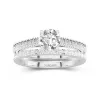 Rétro Perlé Crené Corde Femme Or blanc 14 carats Ensemble nuptial