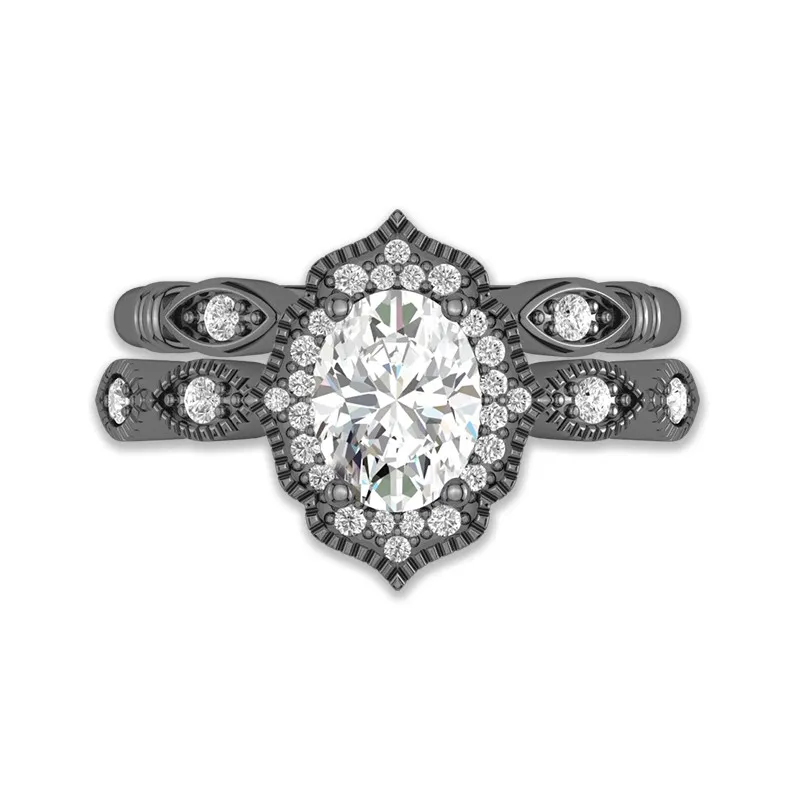 Antique Ovale 1.50ct Moissanite Ensemble nuptial