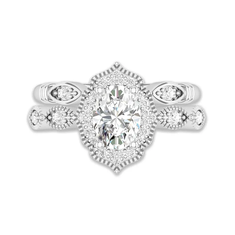 Antique Ovale 1.50ct Moissanite Ensemble nuptial