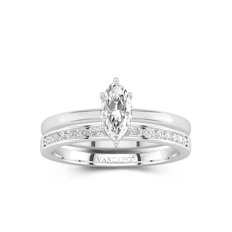 Or blanc 14 carats Moissanite Ensemble nuptial