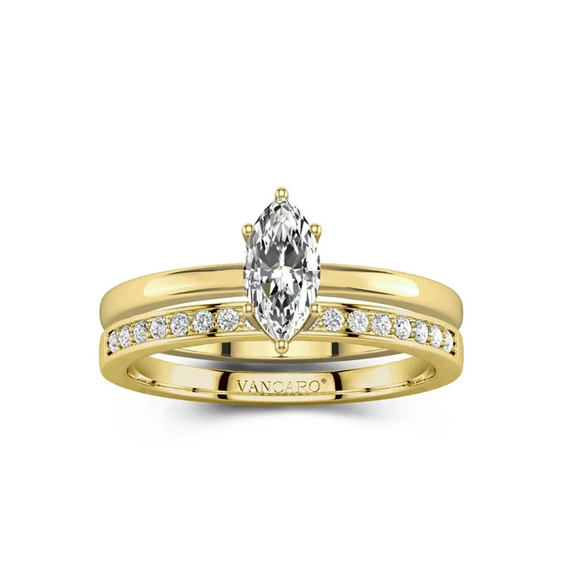 Or 14 carats Moissanite Ensemble nuptial