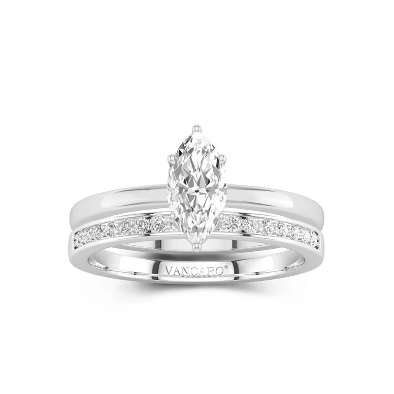 Or blanc 14 carats Moissanite Ensemble nuptial