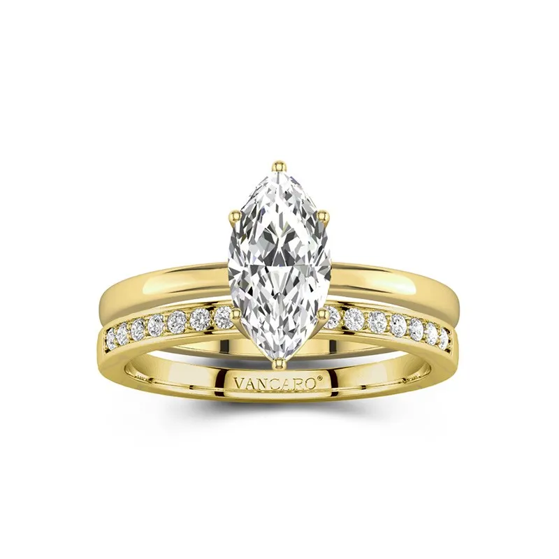 Or 14 carats Moissanite Ensemble nuptial