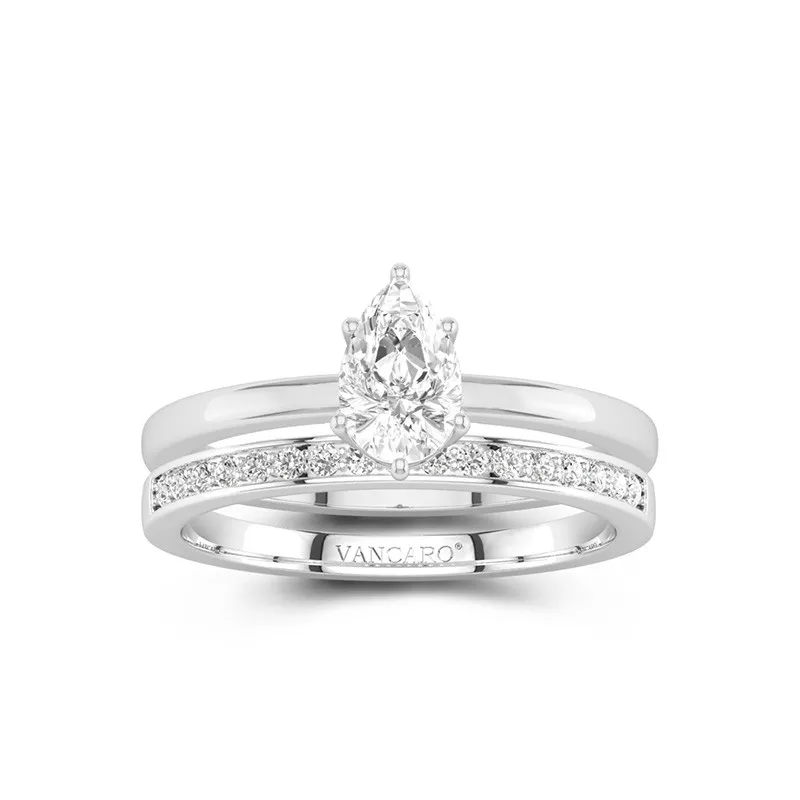 Or blanc 18 carats Moissanite Ensemble nuptial