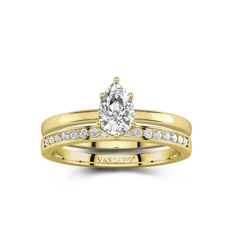 Or 14 carats Moissanite Ensemble nuptial