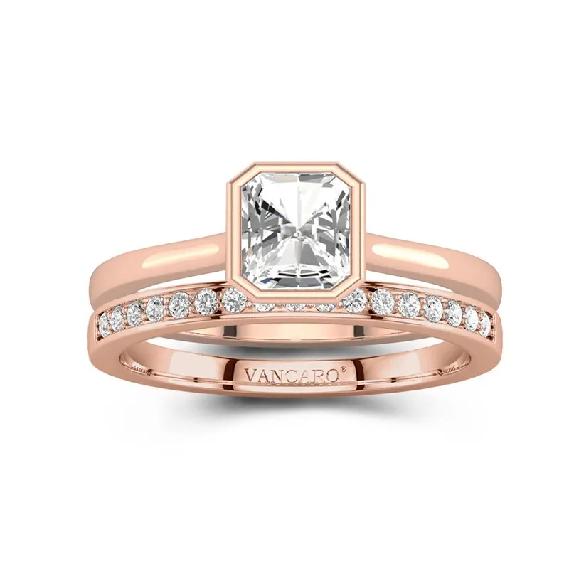 Understated Asscher 1.00ct Moissanite Wedding Ring Set